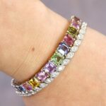 stacked gemstone tennis bracelets