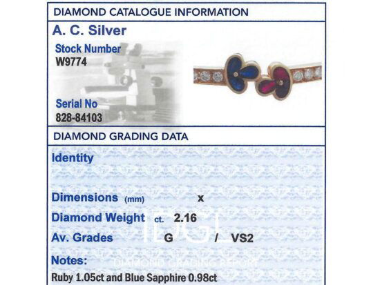 Diamond Grading Card With Bangle
