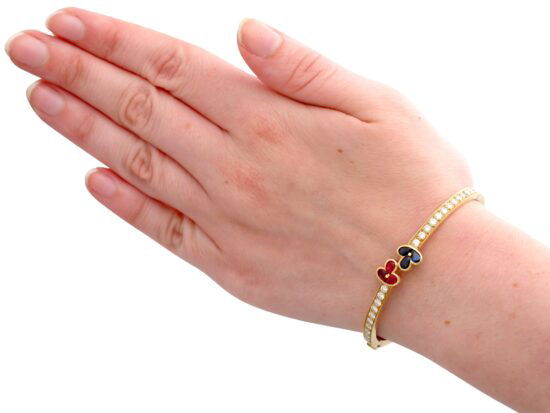 Vintage Gemstone Bangle On Hand