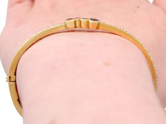Diamond Gemstone Bangle Worn Close Up