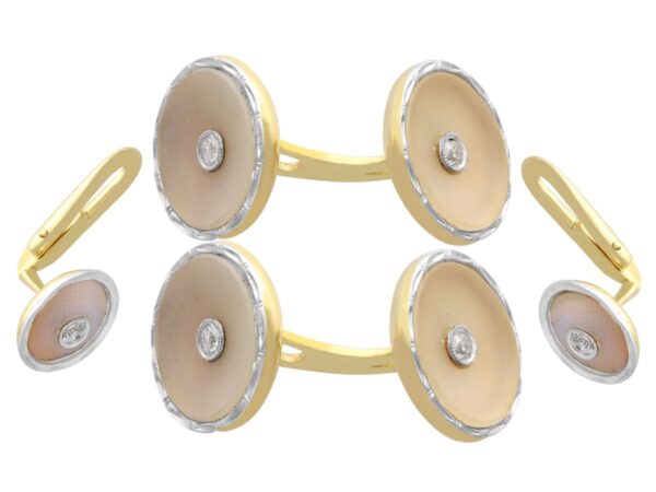 crystal and diamond cufflinks and stud set