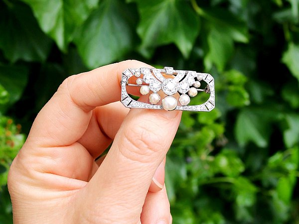 Art Deco Diamond and Pearl Brooch